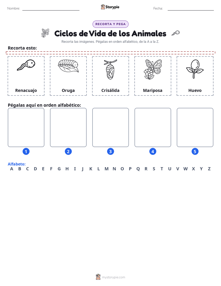 Cortar y Pegar el Alfabeto