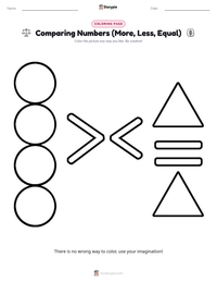 Comparing Numbers (More, Less, Equal) coloring page for kids