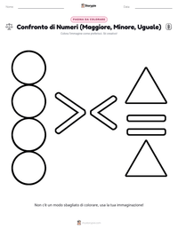 Pagina da colorare di Confronto di Numeri (Maggiore, Minore, Uguale) per bambini