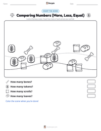 Comparing Numbers (More, Less, Equal) printable worksheet preview
