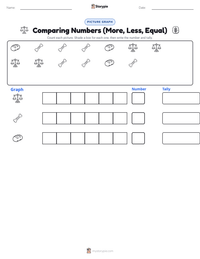 Comparing Numbers (More, Less, Equal) printable worksheet preview