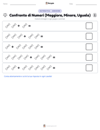 Anteprima della scheda stampabile di Confronto di Numeri (Maggiore, Minore, Uguale)