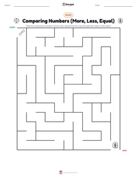 Comparing Numbers (More, Less, Equal) printable worksheet preview