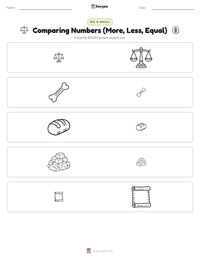 Comparing Numbers (More, Less, Equal) printable worksheet preview