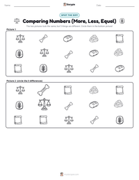 Comparing Numbers (More, Less, Equal) printable worksheet preview