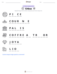 Aperçu de la feuille de travail imprimable Crésus