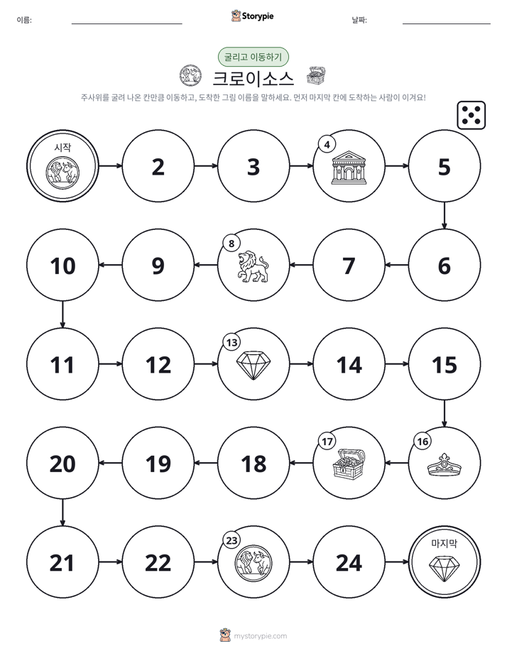 주사위 굴리고 이동하기 게임