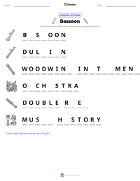 Bassoon printable worksheet preview