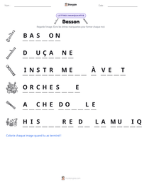 Aperçu de la feuille de travail imprimable Basson