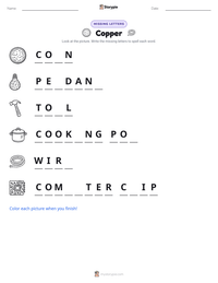 Copper printable worksheet preview