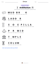 Architecture printable worksheet preview