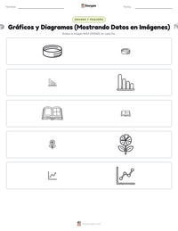 Vista previa de la hoja de trabajo imprimible de Gráficos y Diagramas (Mostrando Datos en Imágenes)