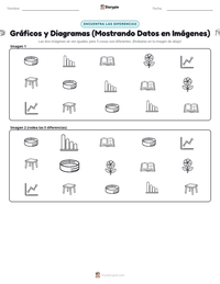 Vista previa de la hoja de trabajo imprimible de Gráficos y Diagramas (Mostrando Datos en Imágenes)