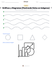 Vista previa de la hoja de trabajo imprimible de Gráficos y Diagramas (Mostrando Datos en Imágenes)