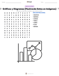 Vista previa de la hoja de trabajo imprimible de Gráficos y Diagramas (Mostrando Datos en Imágenes)