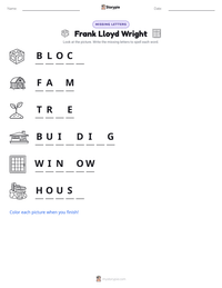 Frank Lloyd Wright printable worksheet preview