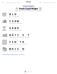 Aperçu de la feuille de travail imprimable Frank Lloyd Wright