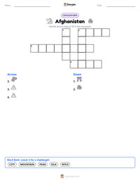 Afghanistan printable worksheet preview