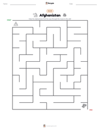 Afghanistan printable worksheet preview