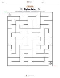 Aperçu de la feuille de travail imprimable Afghanistan
