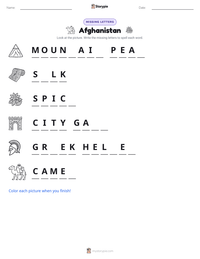 Afghanistan printable worksheet preview