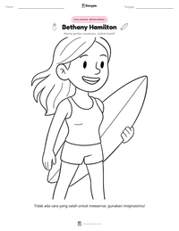 Prabaca lembar kerja cetak Bethany Hamilton