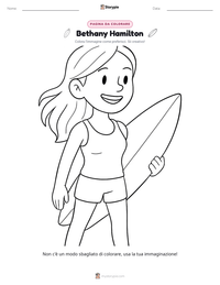 Pagina da colorare di Bethany Hamilton per bambini