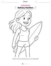 Prévia da folha de atividades imprimível Bethany Hamilton