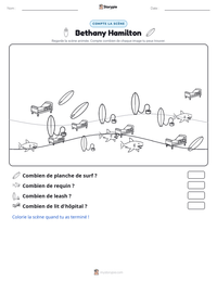 Aperçu de la feuille de travail imprimable Bethany Hamilton