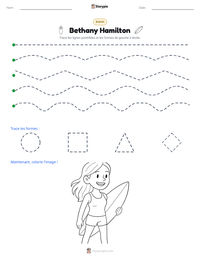 Aperçu de la feuille de travail imprimable Bethany Hamilton