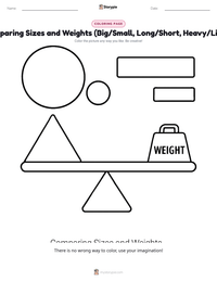Comparing Sizes and Weights (Big/Small, Long/Short, Heavy/Light) coloring page for kids