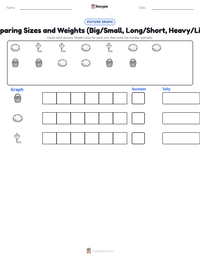 Comparing Sizes and Weights (Big/Small, Long/Short, Heavy/Light) printable worksheet preview