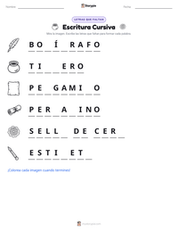 Vista previa de la hoja de trabajo imprimible de Escritura Cursiva