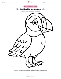 Página para colorear de Frailecillo Atlántico para niños