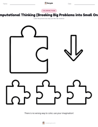 Computational Thinking (Breaking Big Problems into Small Ones) coloring page for kids
