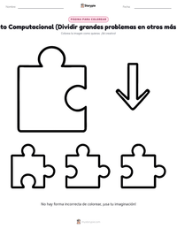 Página para colorear de Pensamiento Computacional (Dividir grandes problemas en otros más pequeños) para niños