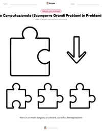 Pagina da colorare di Pensiero Computazionale (Scomporre Grandi Problemi in Problemi Piccoli) per bambini