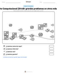 Vista previa de la hoja de trabajo imprimible de Pensamiento Computacional (Dividir grandes problemas en otros más pequeños)