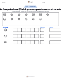 Vista previa de la hoja de trabajo imprimible de Pensamiento Computacional (Dividir grandes problemas en otros más pequeños)
