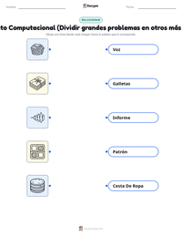 Hoja de trabajo imprimible de Pensamiento Computacional (Dividir grandes problemas en otros más pequeños) para niños