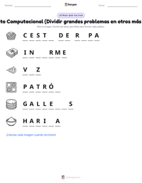 Vista previa de la hoja de trabajo imprimible de Pensamiento Computacional (Dividir grandes problemas en otros más pequeños)