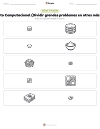 Vista previa de la hoja de trabajo imprimible de Pensamiento Computacional (Dividir grandes problemas en otros más pequeños)