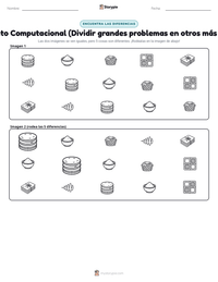 Vista previa de la hoja de trabajo imprimible de Pensamiento Computacional (Dividir grandes problemas en otros más pequeños)