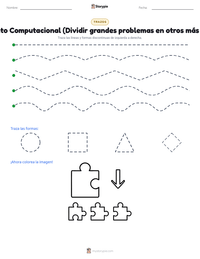 Vista previa de la hoja de trabajo imprimible de Pensamiento Computacional (Dividir grandes problemas en otros más pequeños)