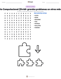Vista previa de la hoja de trabajo imprimible de Pensamiento Computacional (Dividir grandes problemas en otros más pequeños)
