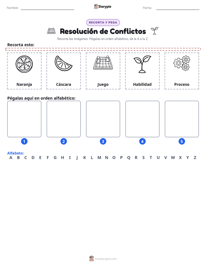 Cortar y Pegar el Alfabeto