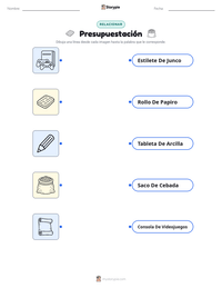 Vista previa de la hoja de trabajo imprimible de Presupuestación
