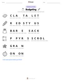Budgeting printable worksheet preview