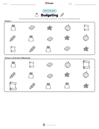 Budgeting printable worksheet preview