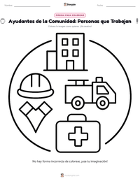 Página para colorear de Ayudantes de la Comunidad: Personas que Trabajan para niños